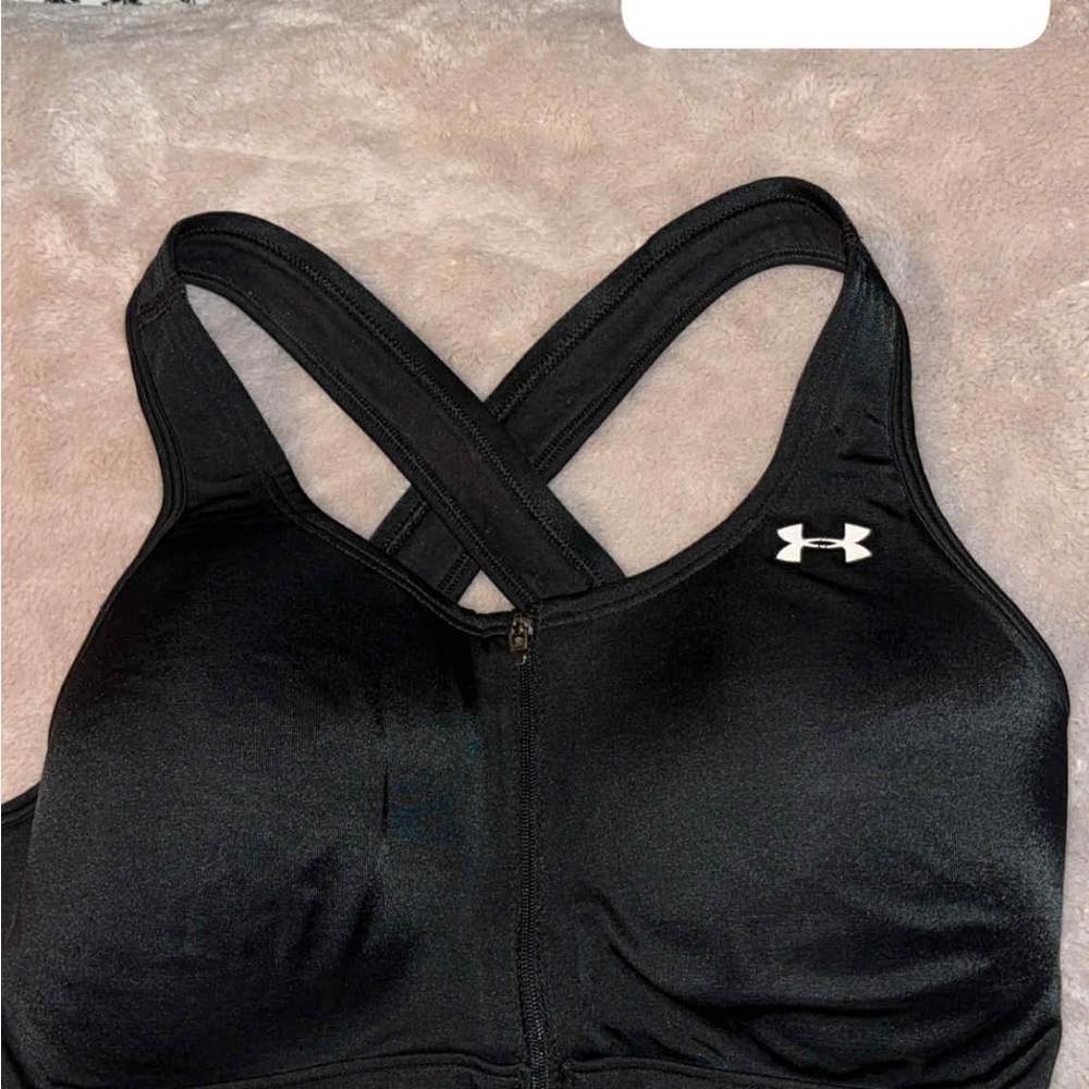 Under Armour Black Sports Bra with White Logo